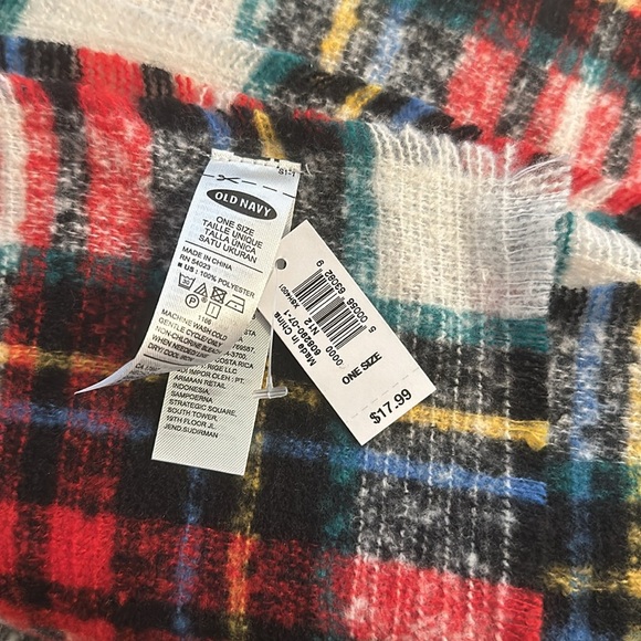 Old Navy plaid White Tartan Blanket scarf soft brushed flannel - Picture 4 of 5